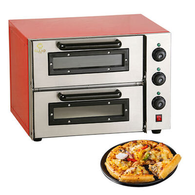 Forno elétrico comercial de pizza de plataforma dupla, forno de cozimento de bancada multifuncional para uso comercial de pizza, pão e pastelaria