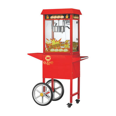 Fabricante de pipoca comercial com carrinho expositor | Máquina elétrica de pipoca para lanche para teatro e loja de conveniência