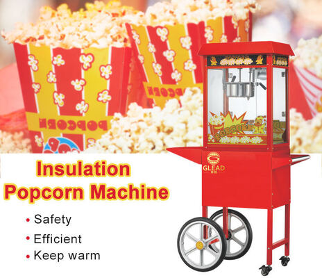 Fabricante de pipoca comercial com carrinho expositor | Máquina elétrica de pipoca para lanche para teatro e loja de conveniência