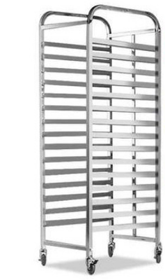 15 camadas de aço inoxidável comercial Pan Pan Rack Trolley ♫ ♫ com rodas de freio de bloqueio para cozinha de padaria entrega e armazenamento