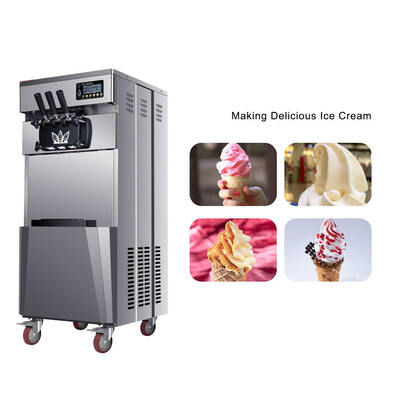Máquina de fazer sorvete molhado vertical comercial 3 sabores Máquina de servir molhado iogurte congelado Máquina para fazer café restaurante