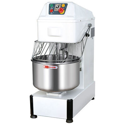 Misturador de massa espiral comercial para serviço pesado Máquina misturadora de farinha de dupla velocidade Operação estável de baixo ruído com tampa protetora para processamento de alimentos de padaria e pizzaria