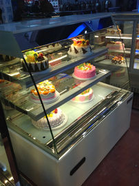 Refrigeradores de vidro horizontais curvados da sobremesa da vitrina do bolo para o supermercado