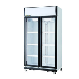 Mostra ereta do refrigerador de duas portas para o iogurte da garrafa do suco do leite da bebida da bebida